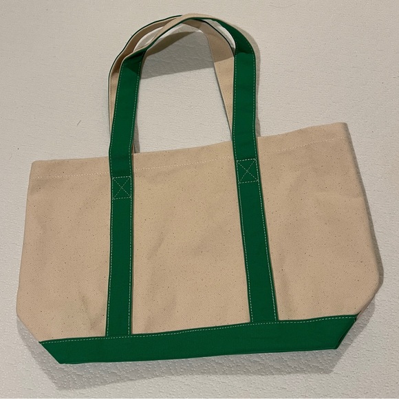 Sporty & Rich Serif Logo Two-Tone Tote - Natural/Kelly - Picture 3 of 3